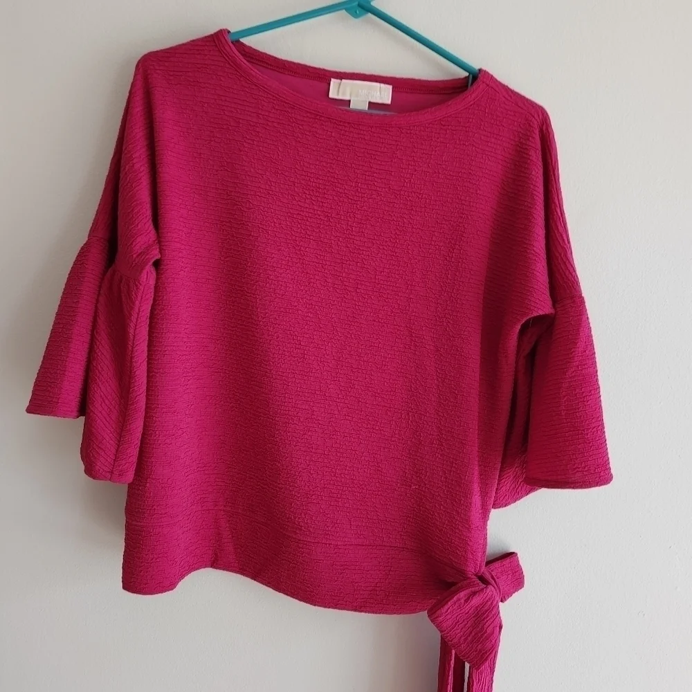 Michael kors hot pink Textured Three quarter length Flared sleeve Blouse